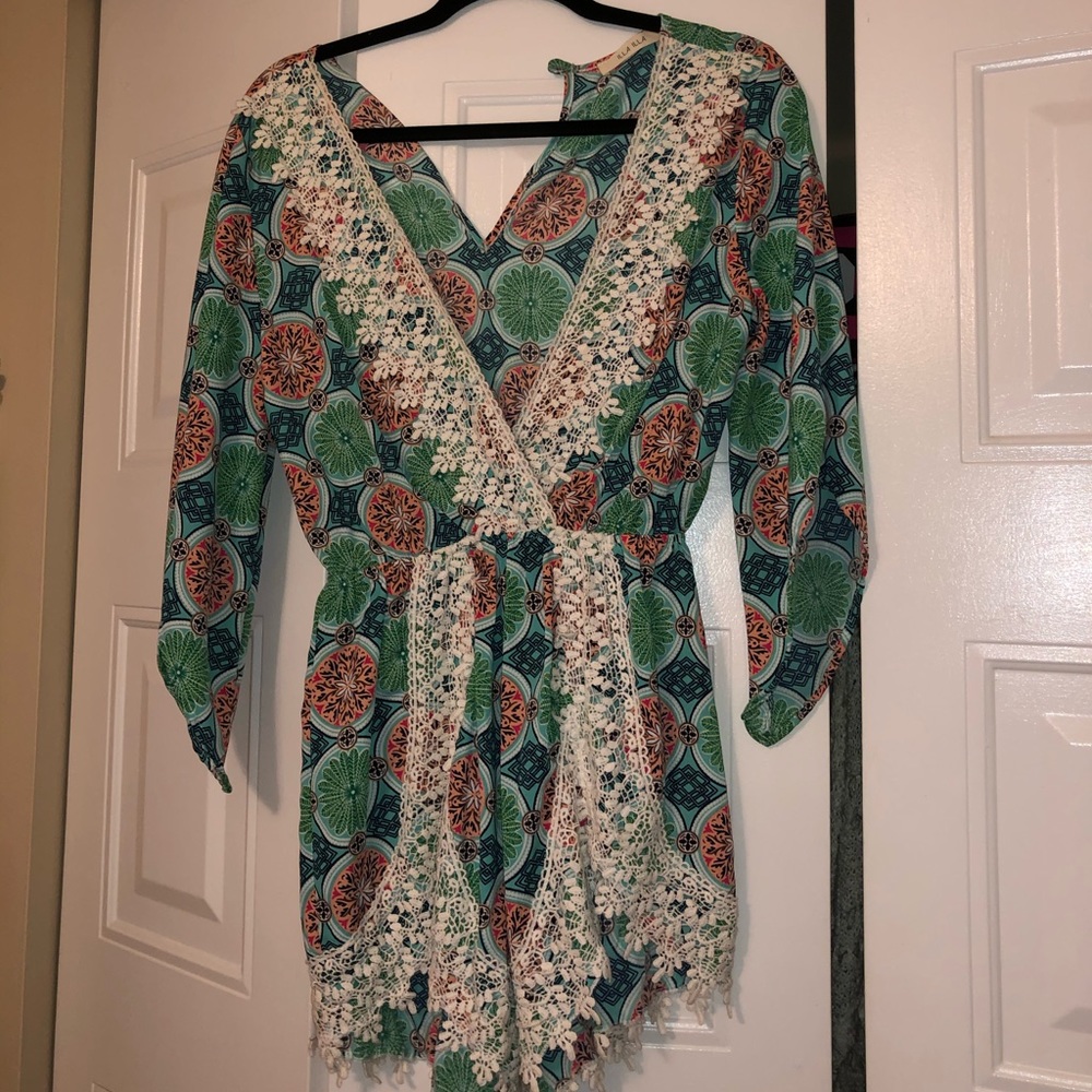 Green Lace Romper